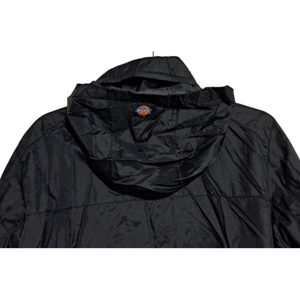 Dickies Mens L Black Ripstop Nylon Packable Hooded Windbreaker Jacket Lightweigh - Picture 7 of 15